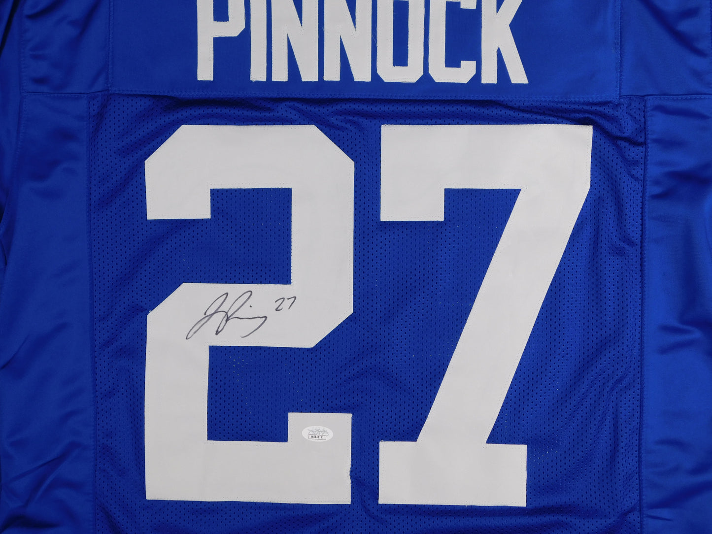 Jason Pinnock Signed Autographed New York Giants Blue Football Jersey Pitt JSA COA