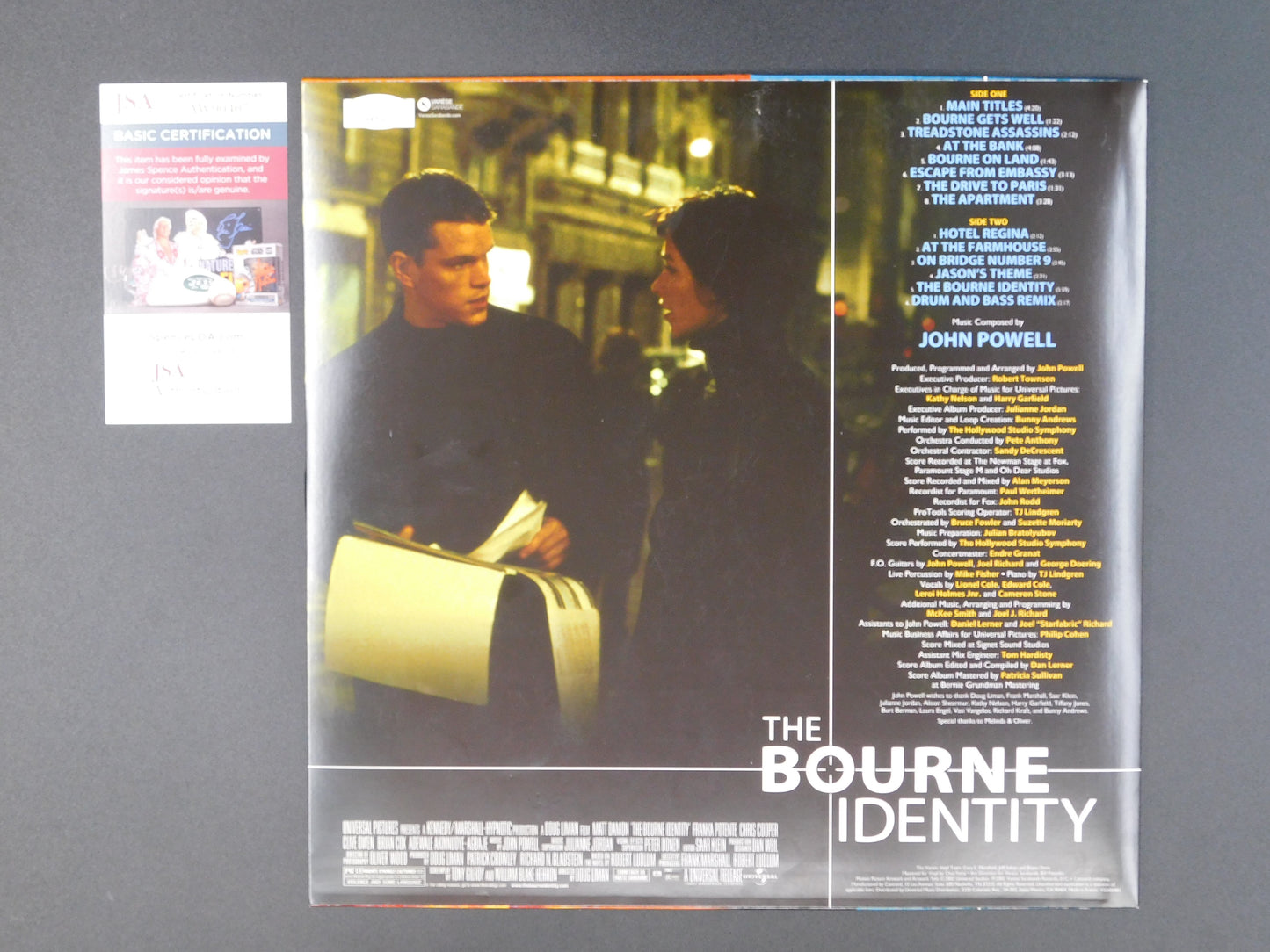 Matt Damon Signed Autographed The Bourne Identity Soundtrack Album Cover Inscribed Jason Bourne JSA COA