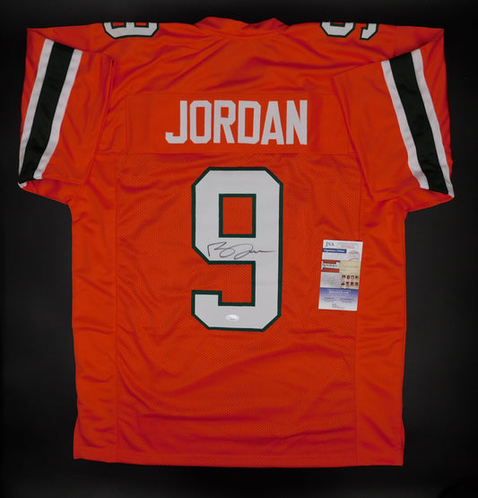 Brevin Jordan Signed Autographed Miami Hurricanes Orange Football Jersey Miami JSA COA