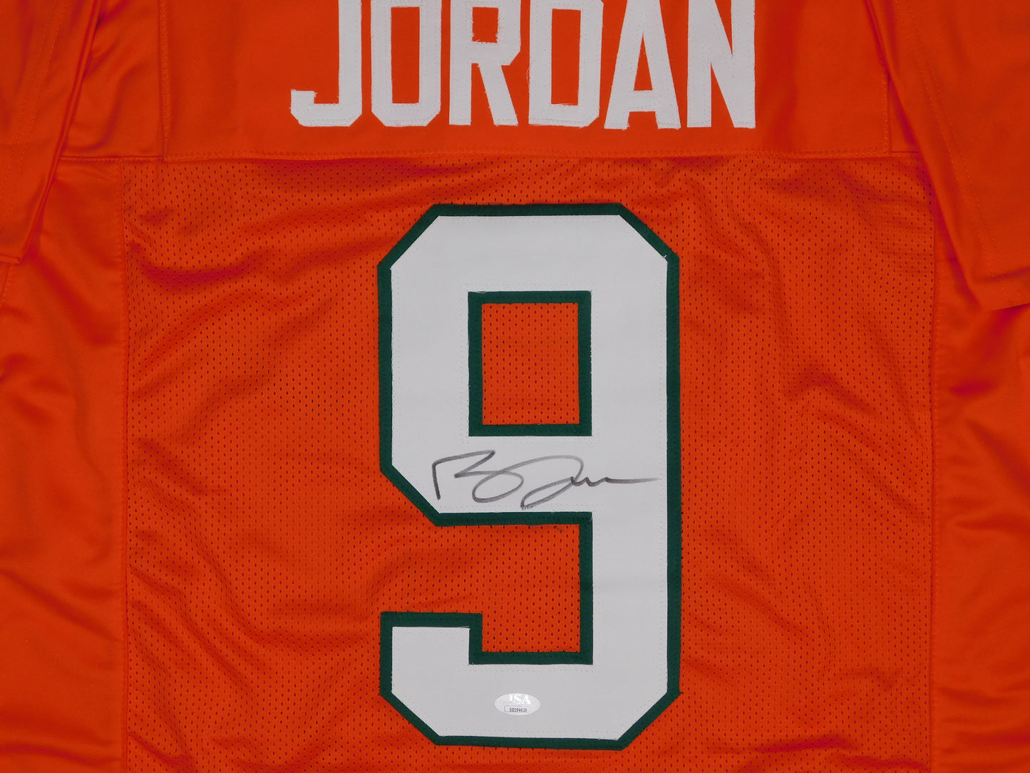 Brevin Jordan Signed Autographed Miami Hurricanes Orange Football Jersey Miami JSA COA