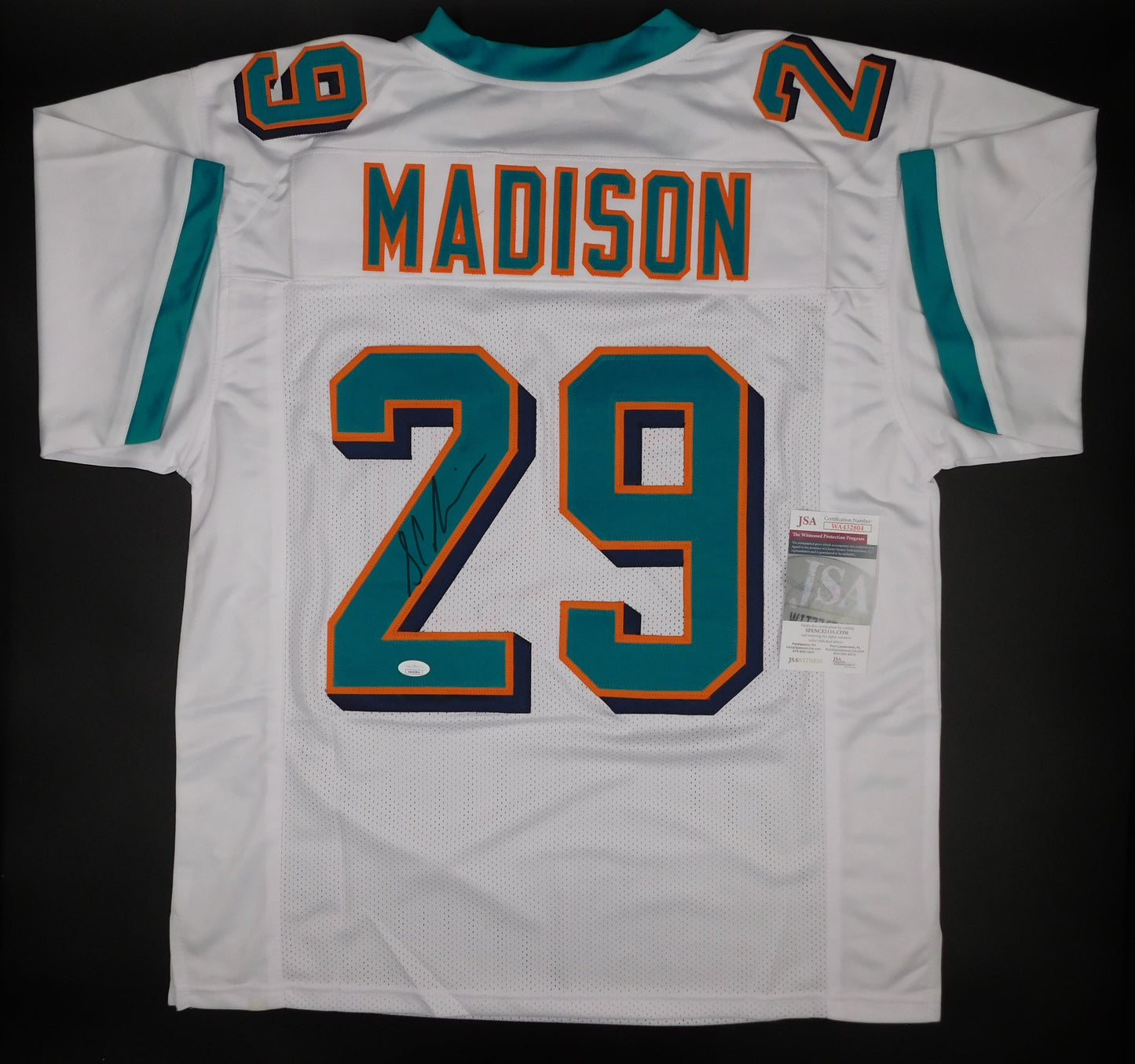 Sam Madison Signed Autographed Miami Dolphins White Football Jersey  JSA COA