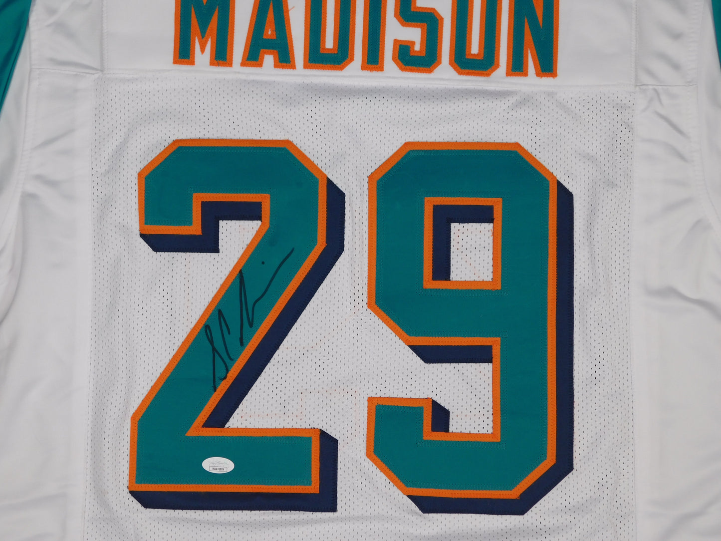 Sam Madison Signed Autographed Miami Dolphins White Football Jersey  JSA COA