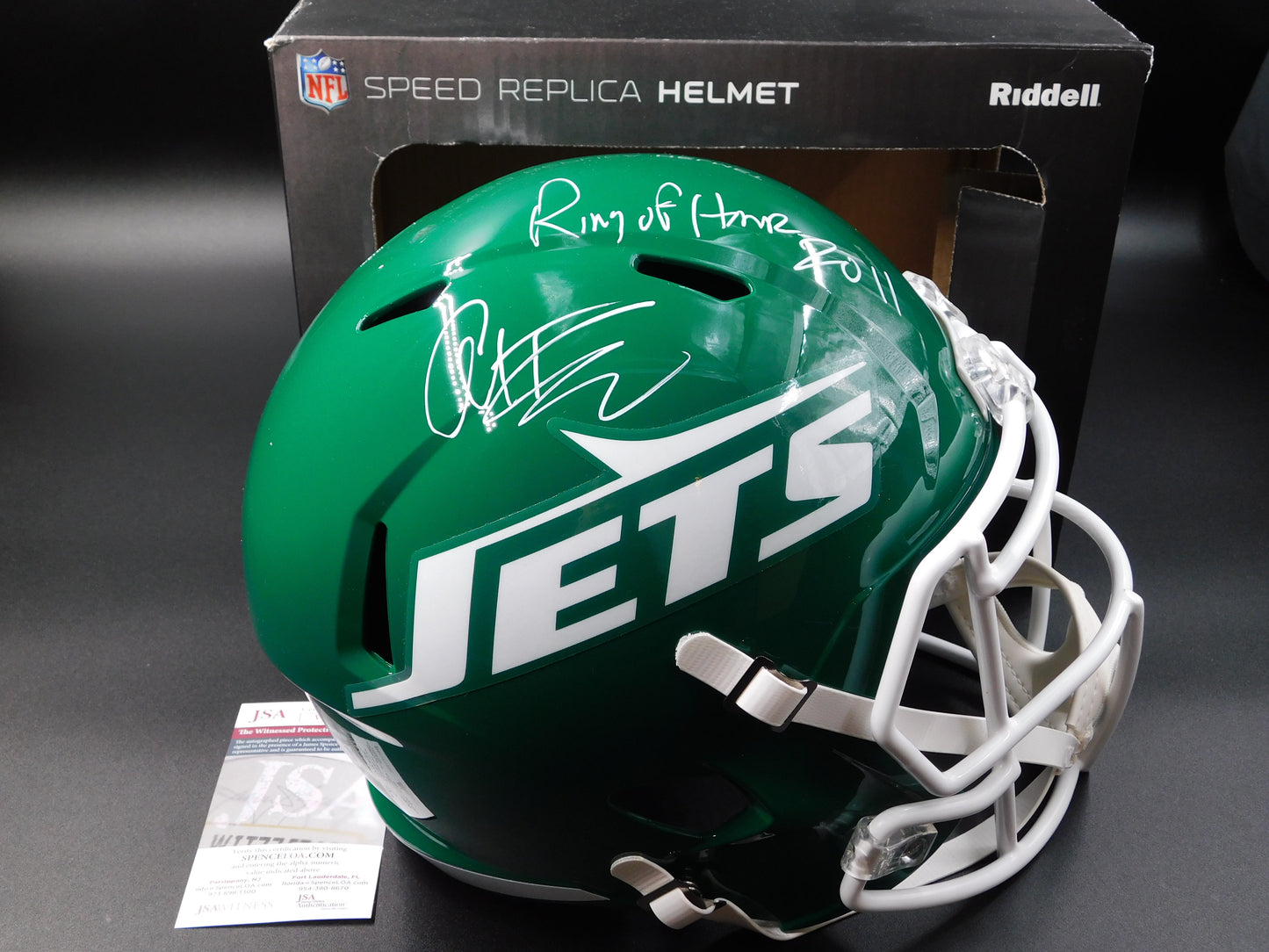 Al Toon Signed Autographed New York Jets Full Size Helmet Inscribed Ring Of Honor JSA COA