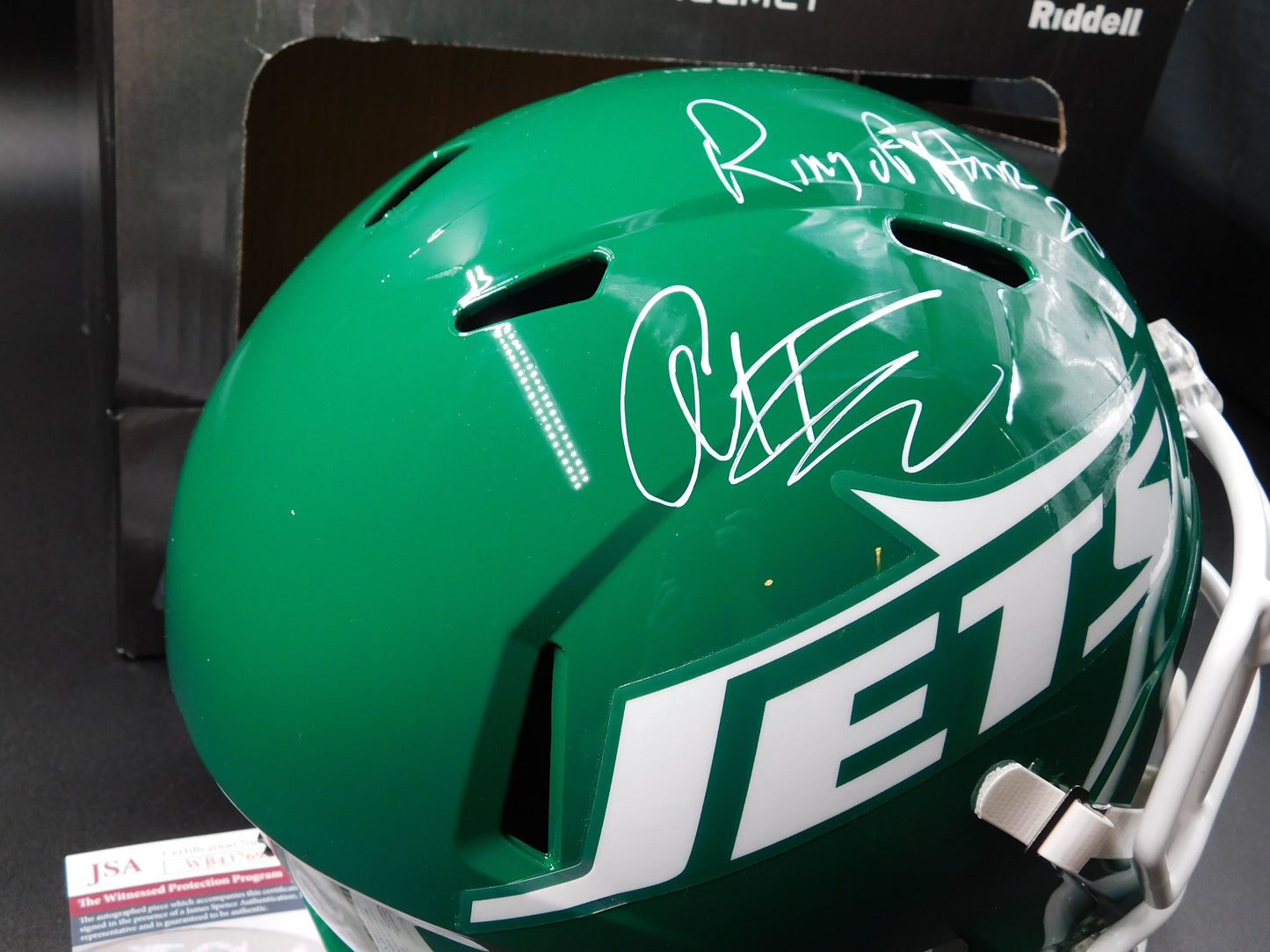 Al Toon Signed Autographed New York Jets Full Size Helmet Inscribed Ring Of Honor JSA COA