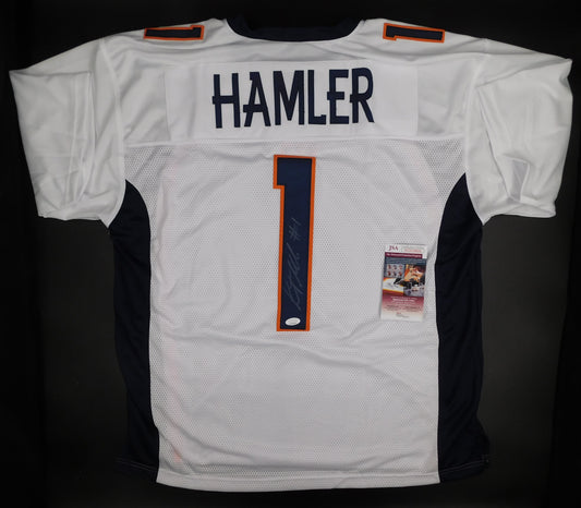 KJ Hamler Signed Autographed Denver Broncos White #1 Football Jersey PSU JSA COA