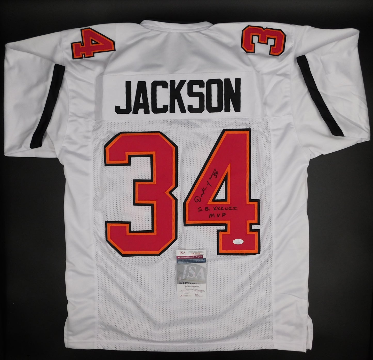 Dexter Jackson Signed Autographed Tampa Bay White Football Jersey SB MVP JSA COA