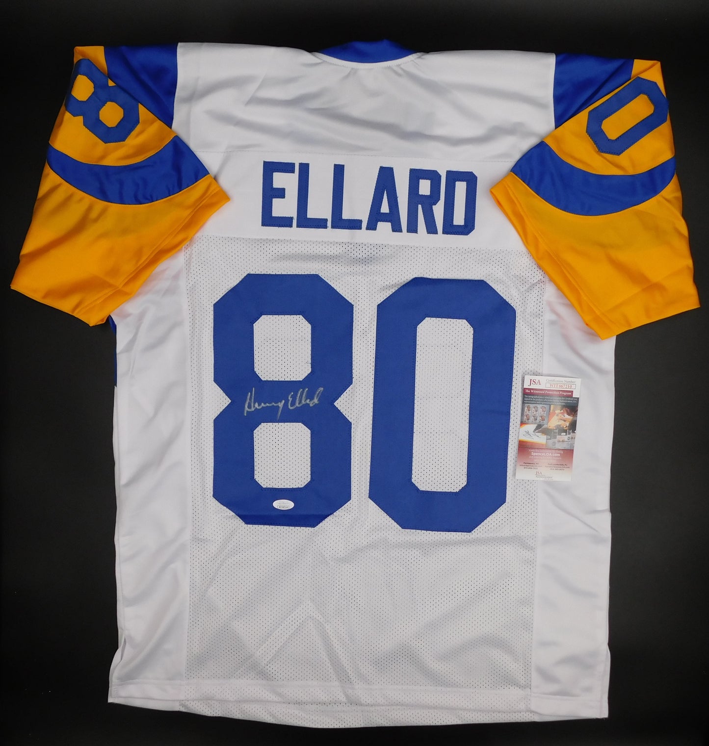 Henry Ellard Signed Autographed Los Angeles Rams White Football Jersey JSA COA