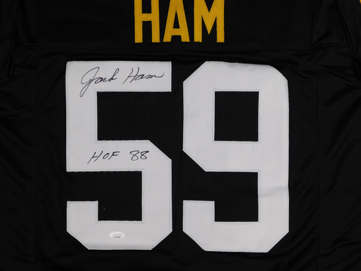 Jack Ham Signed Autographed Black Pittsburgh Steelers Football Jersey "HOF" JSA COA