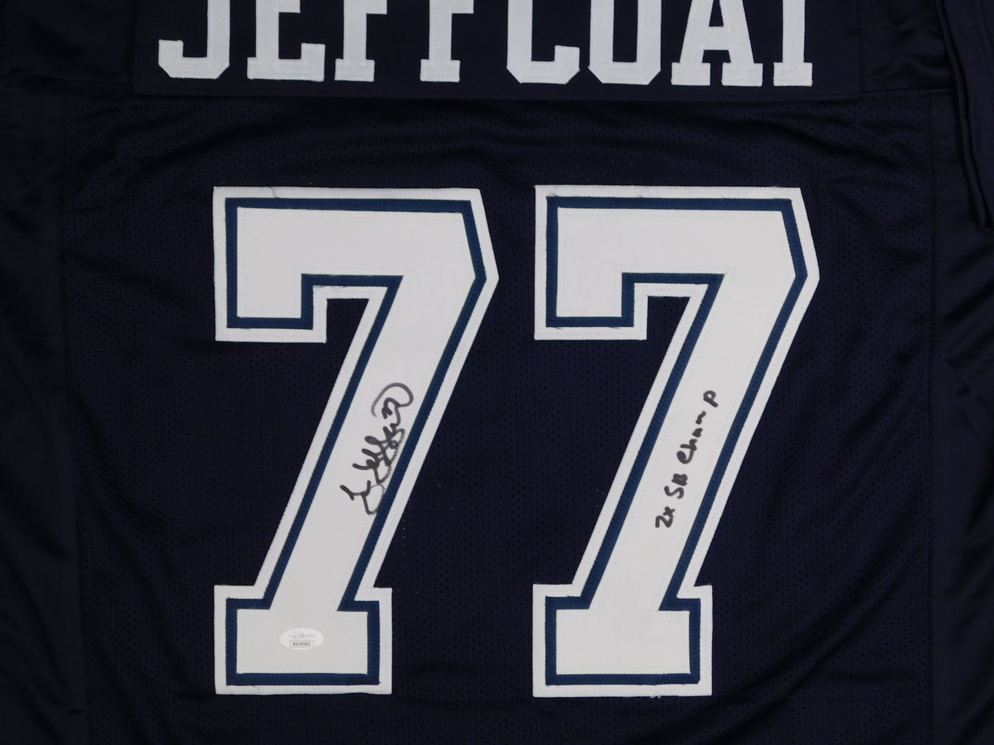 Jim Jeffcoat Signed Autograph Blue Dallas Cowboys Football Jersey JSA COA