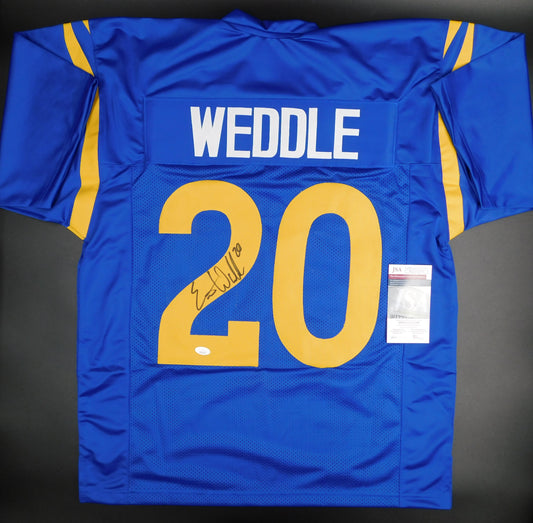 Eric Weddle Signed Autograph Blue Los Angeles Rams Football Jersey JSA COA