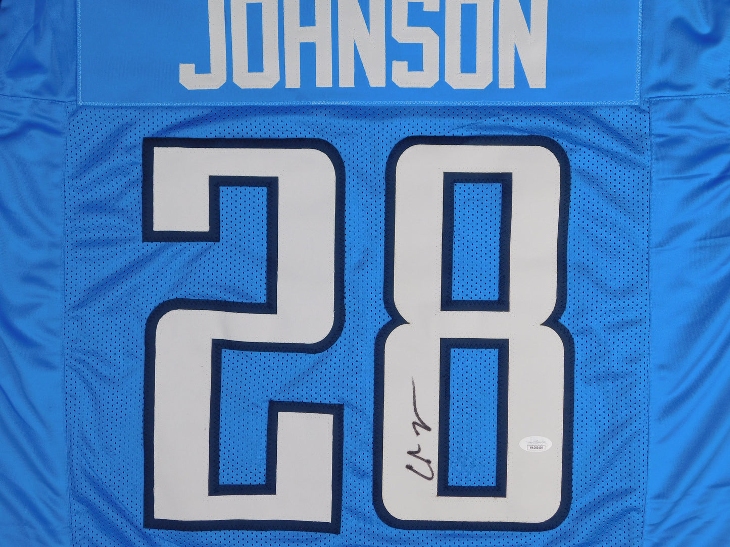 Chris Johnson Signed Autograph Blue Tennessee Titans Football Jersey JSA COA