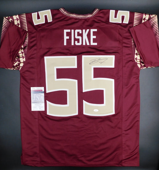 Braden Fiske Sign Autograph Red Florida State University Football Jersey JSA COA