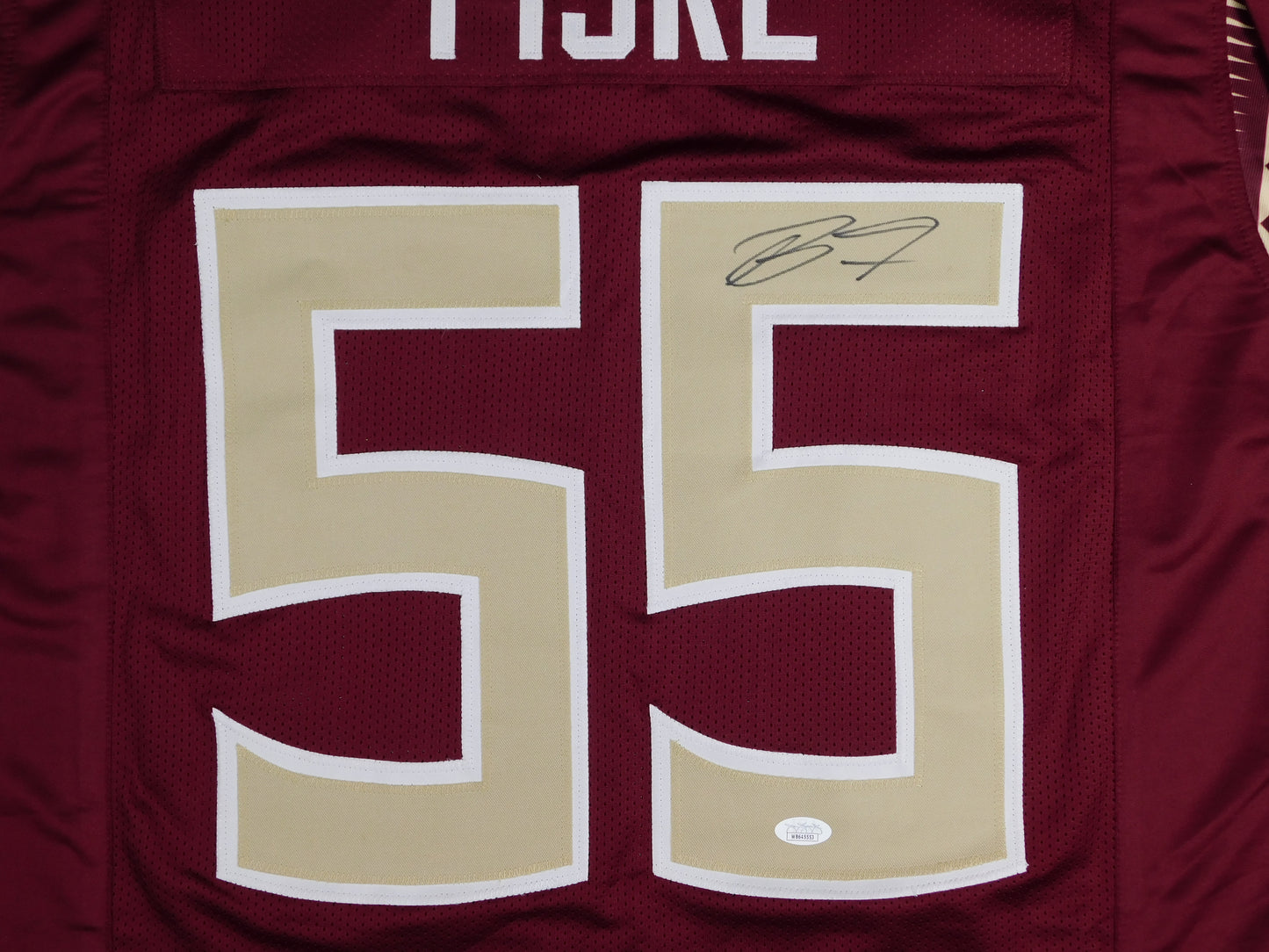 Braden Fiske Sign Autograph Red Florida State University Football Jersey JSA COA