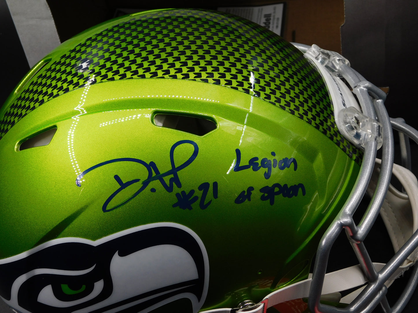 Devon Witherspoon Signed Autographed Full Size Seattle Seahawks Authentic Flash Helmet Inscribed BAS COA Blue