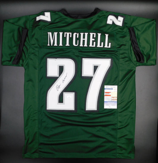 Quinyon Mitchell Signed Autographed Philadelphia Eagles Green Football Jersey JSA COA