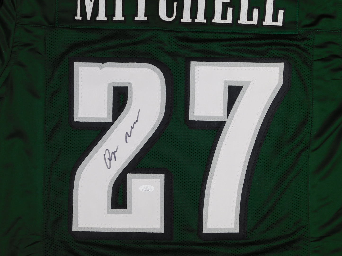 Quinyon Mitchell Signed Autographed Philadelphia Eagles Green Football Jersey JSA COA