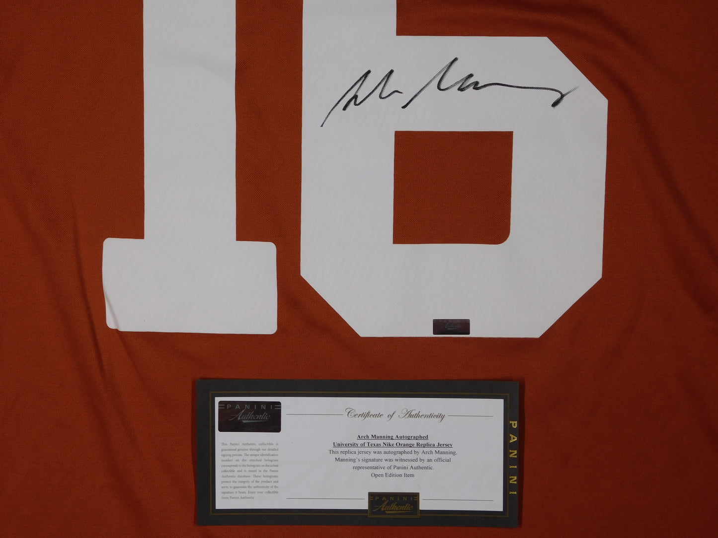 Arch Manning Signed Autographed Authentic Texas Longhorns NIKE Jersey Panini COA