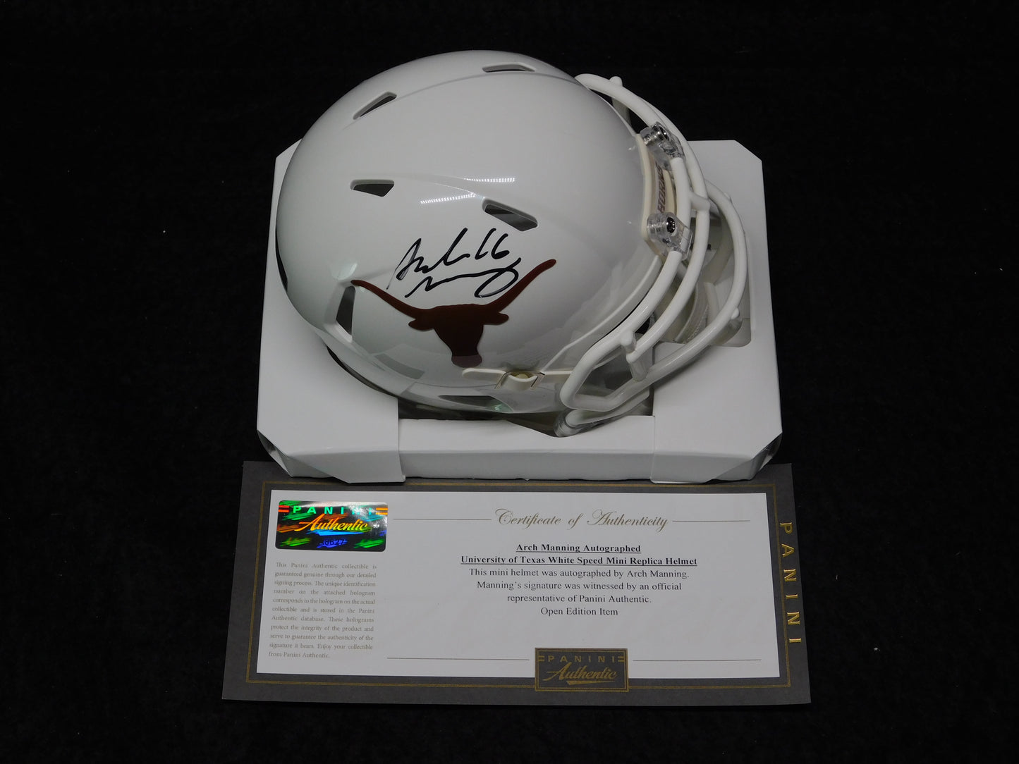 Arch Manning Signed Autographed Texas Longhorns White Mini Helmet Panini COA