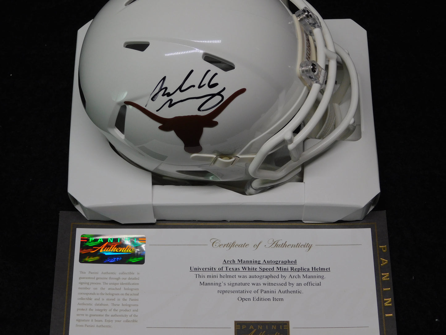 Arch Manning Signed Autographed Texas Longhorns White Mini Helmet Panini COA