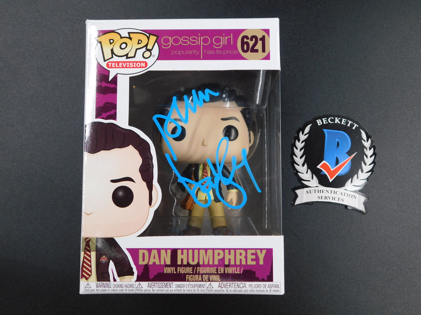 Penn Badgley Signed Autographed Funko Pop 621 Gossip Girl Dan Humphrey BAS COA