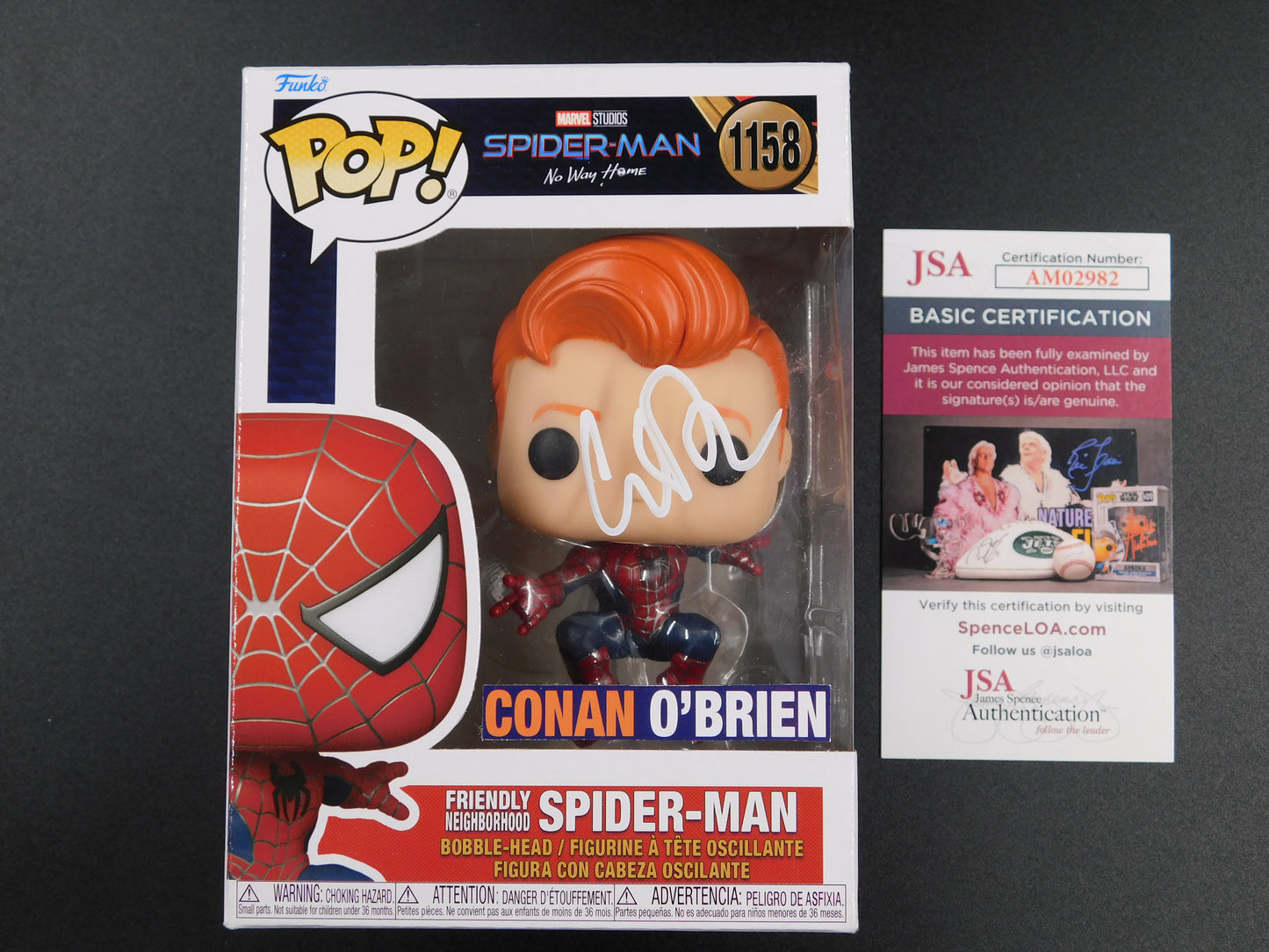 Conan O'Brien Signed Autographed Funko Pop 1158 Spider-Man Late Night JSA COA