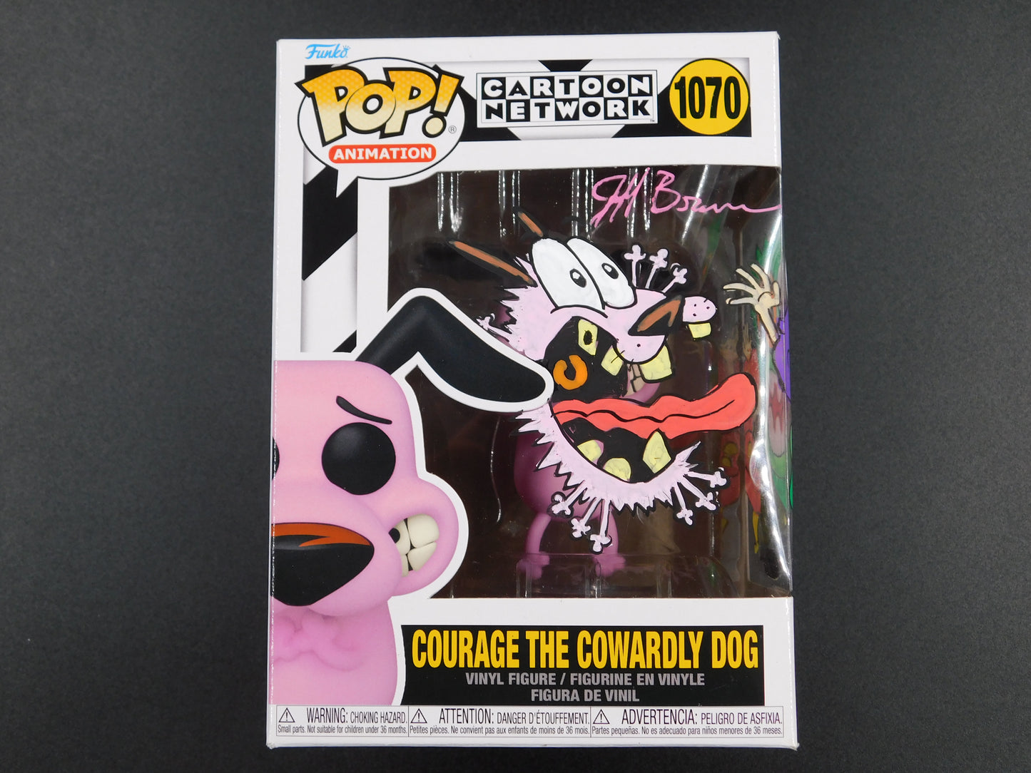 Jeff Brennan Remark Artwork Sketch Signed Funko Pop 1070 Courage The Cowardly Dog