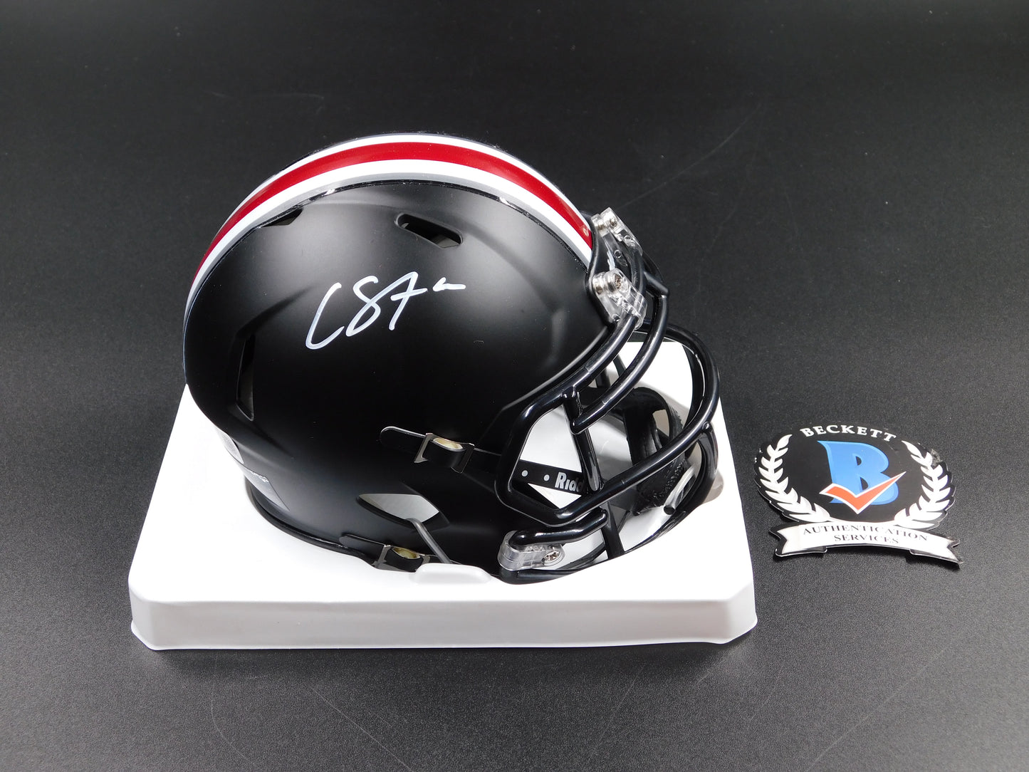 Cade Stover Signed Autographed Ohio State University Black Mini Helmet Texans BAS COA