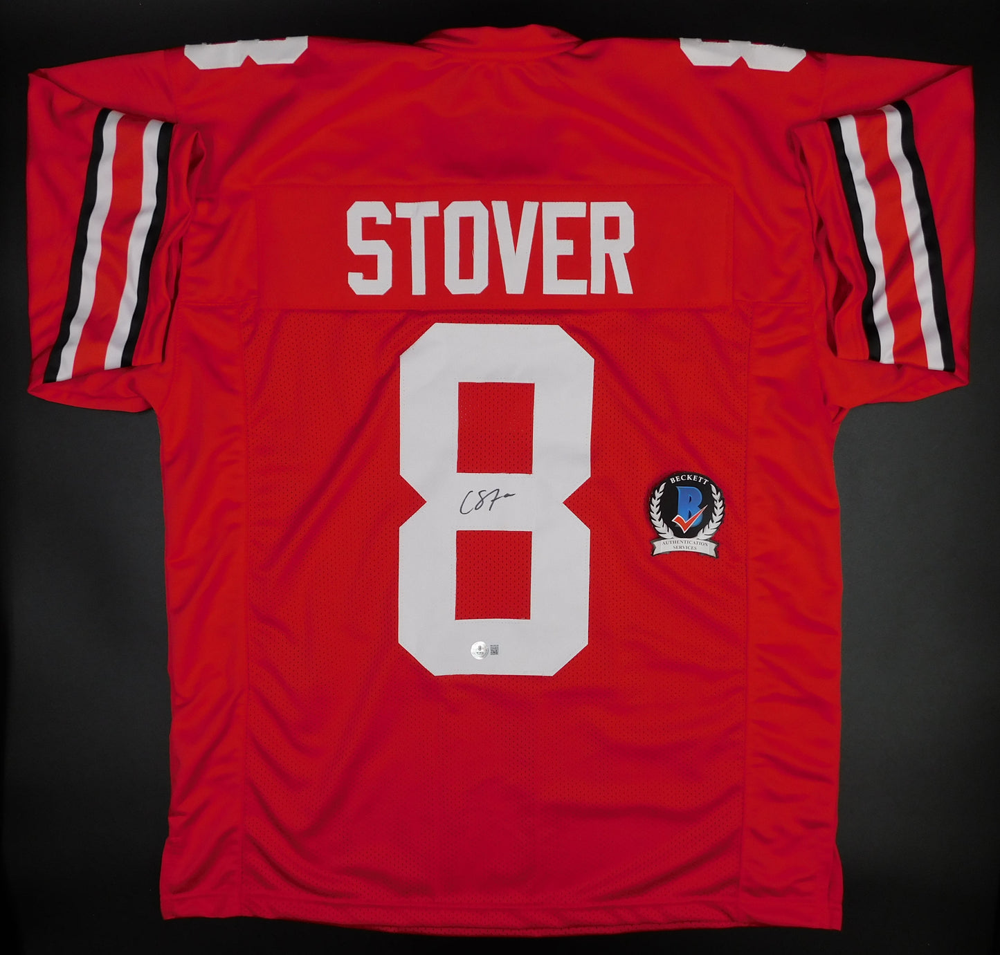 Cade Stover Signed Autographed Ohio State University Red Football Jersey Texans BAS COA