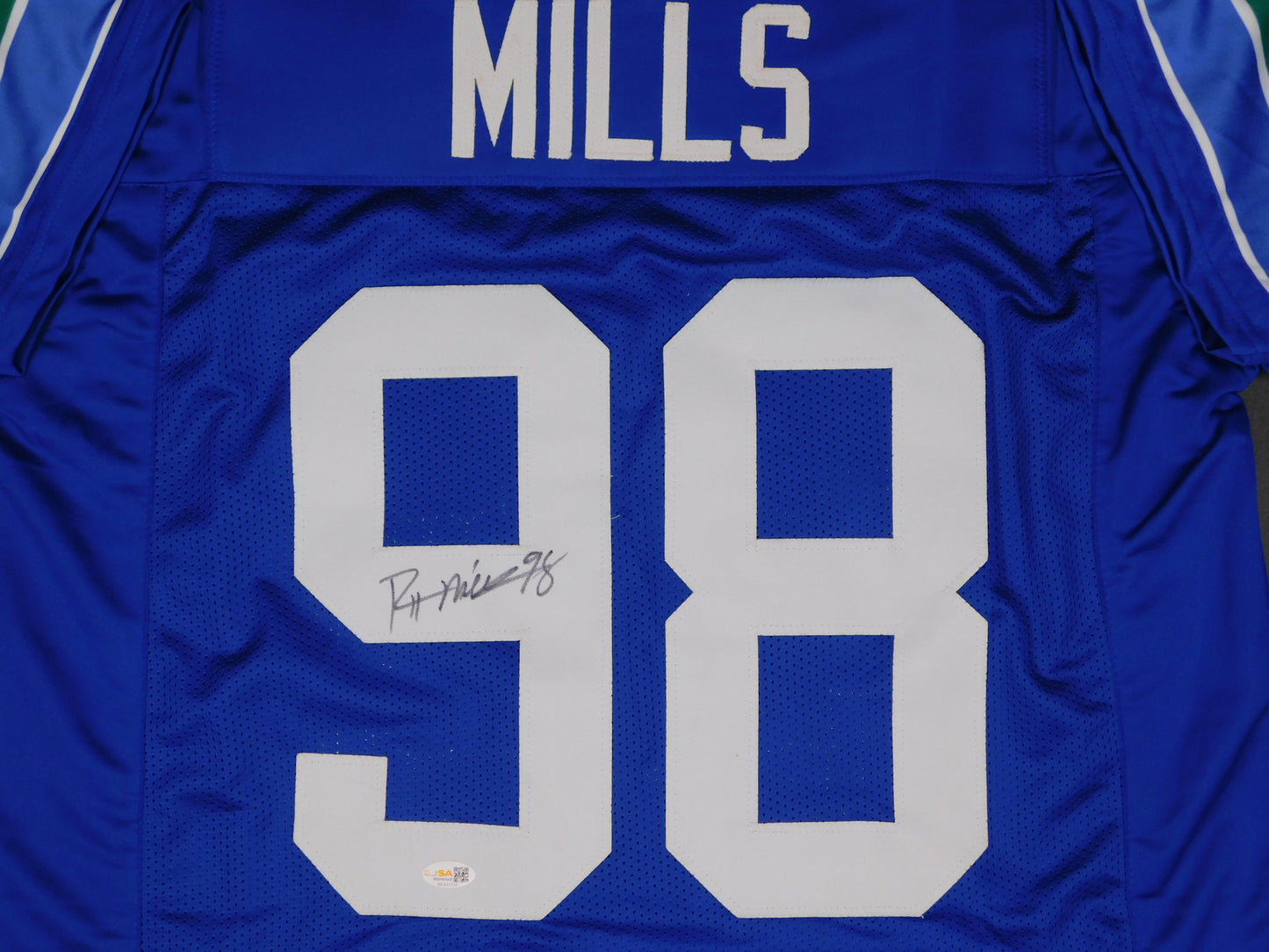 Rylie Mills Signed Autographed Seattle Seahawks Throwback Blue Jersey JSA COA
