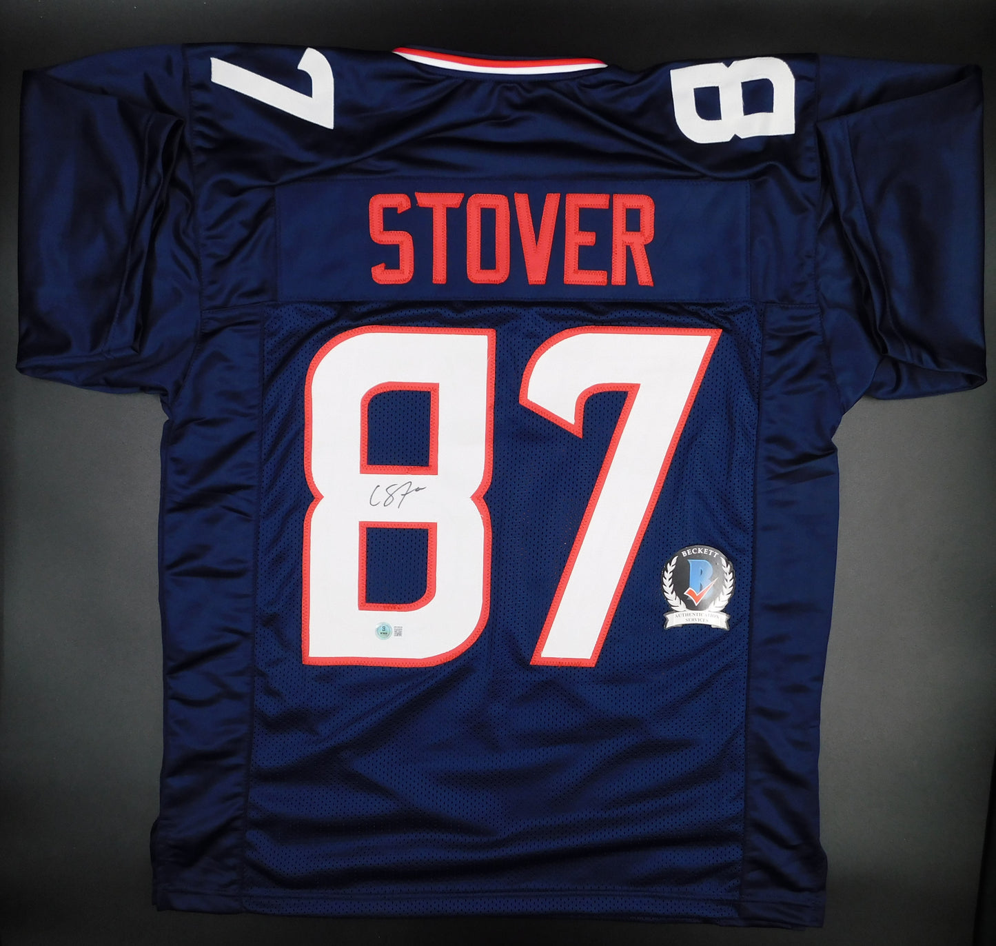 Cade Stover Signed Autographed Houston Texans Blue Football Jersey OSU BAS COA