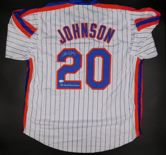 Howard HOJO Johnson Signed Autographed Inscribed New York Mets Blue Baseball Jersey WS Champ JSA COA