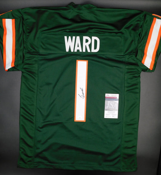 Cameron Cam Ward Signed Autographed Miami Hurricanes Green Football Jersey Heisman Finalist JSA COA