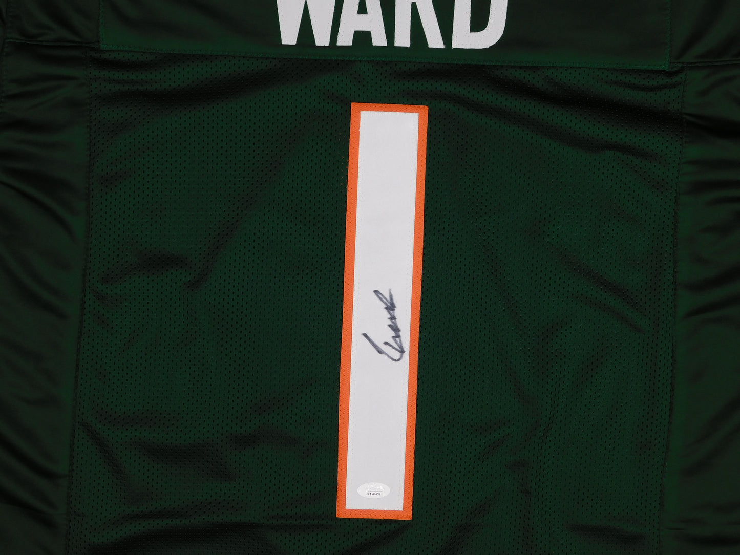 Cameron Cam Ward Signed Autographed Miami Hurricanes Green Football Jersey Heisman Finalist JSA COA