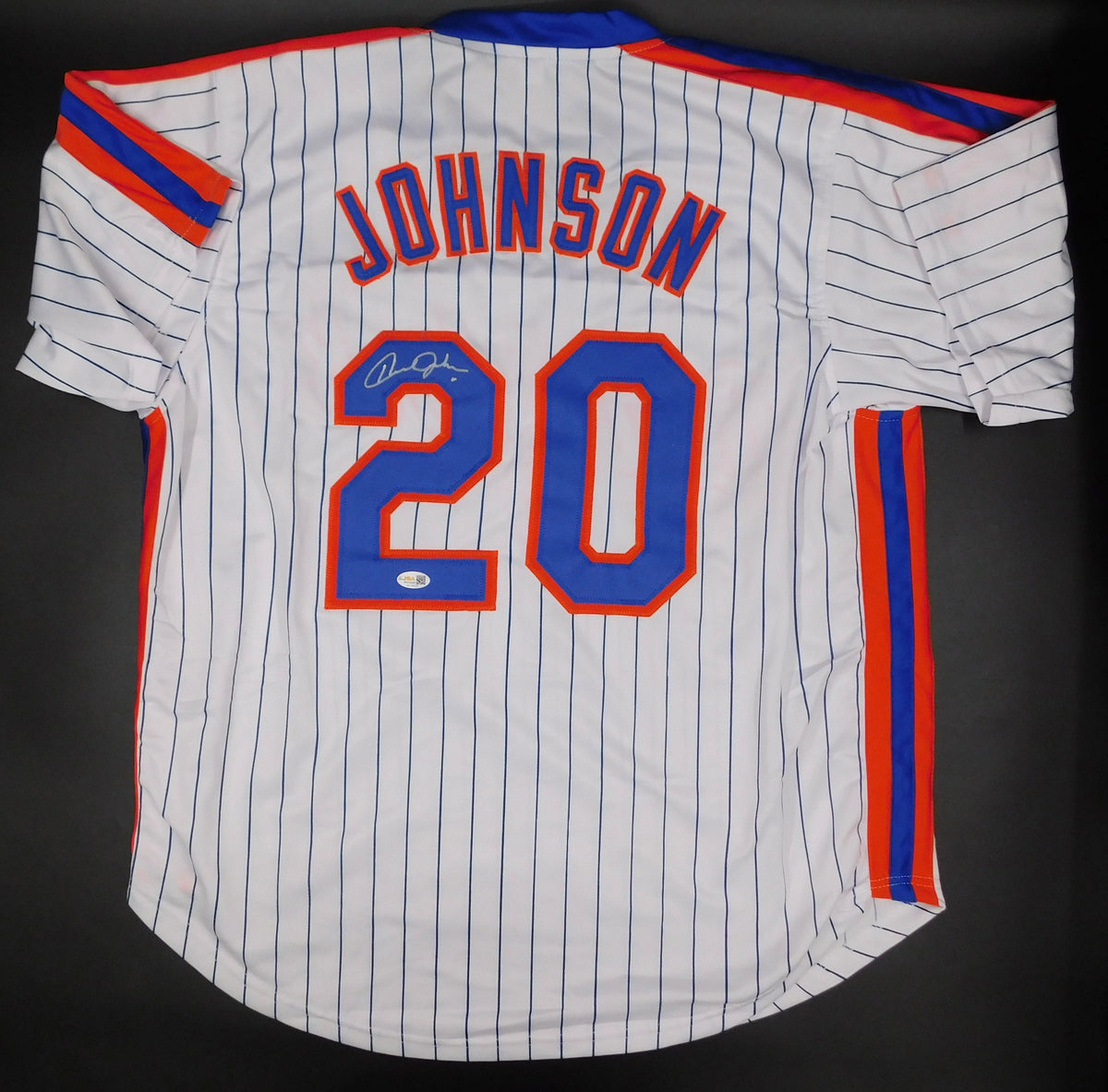 Howard HOJO Johnson Signed Autographed New York Mets Pinstripe Baseball Jersey WS Champ JSA COA