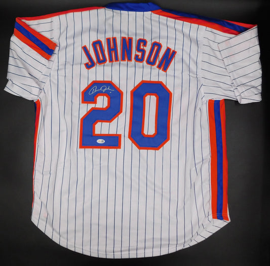 Howard HOJO Johnson Signed Autographed New York Mets Pinstripe Baseball Jersey WS Champ JSA COA