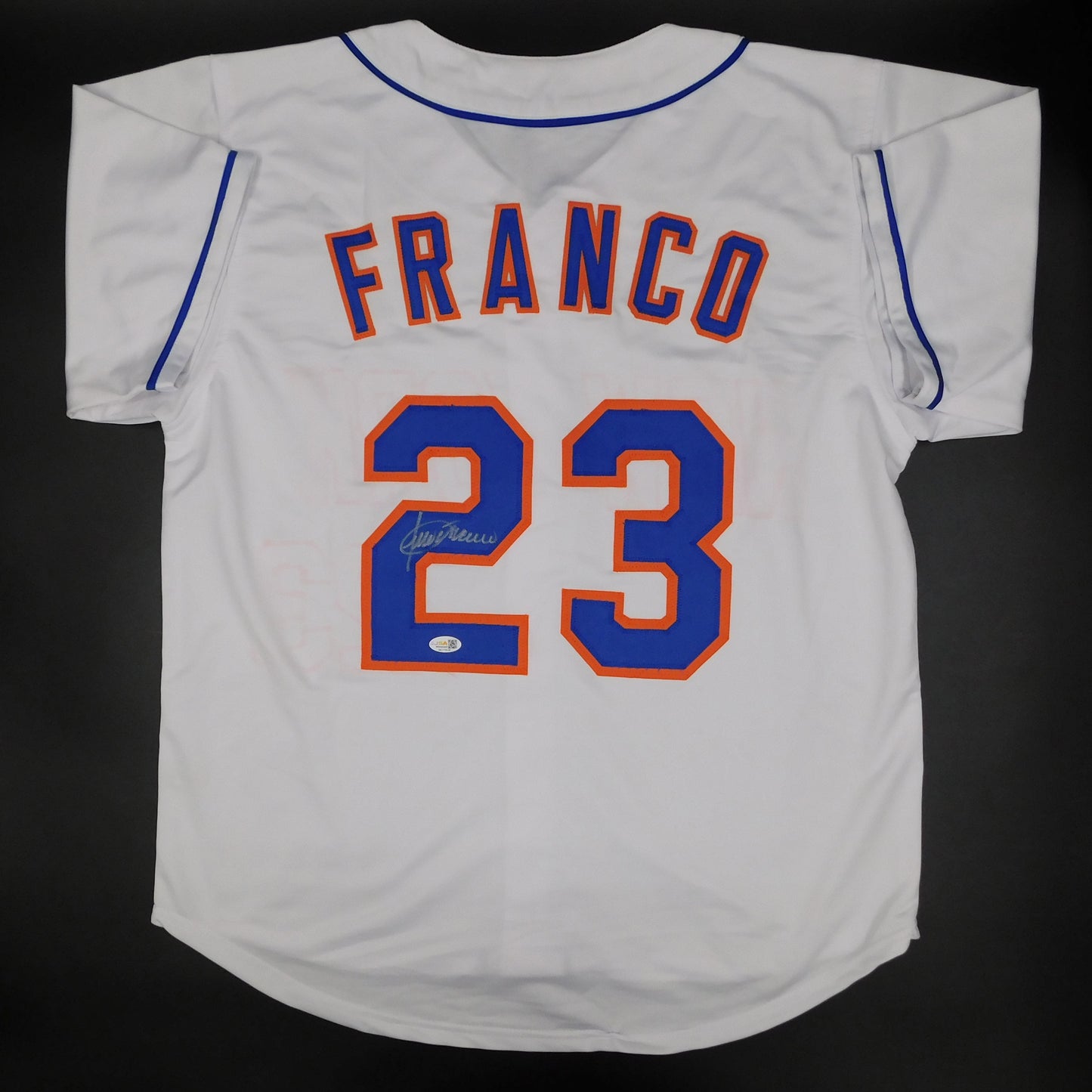 Julio Franco Signed Autographed New York Mets White Baseball Jersey JSA COA