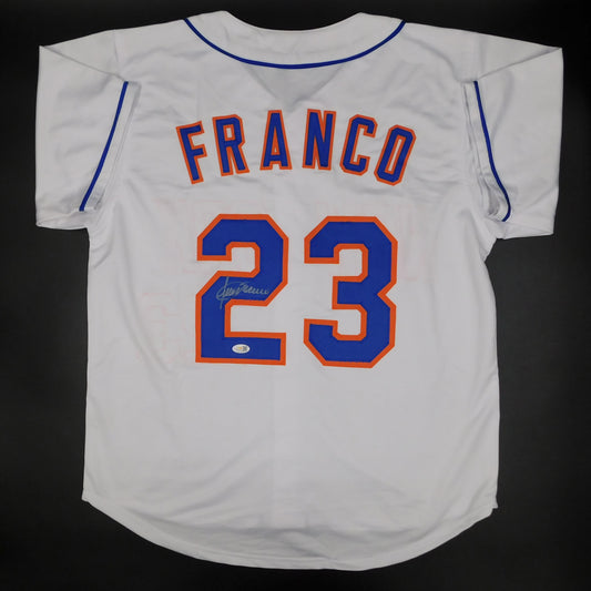 Julio Franco Signed Autographed New York Mets White Baseball Jersey JSA COA