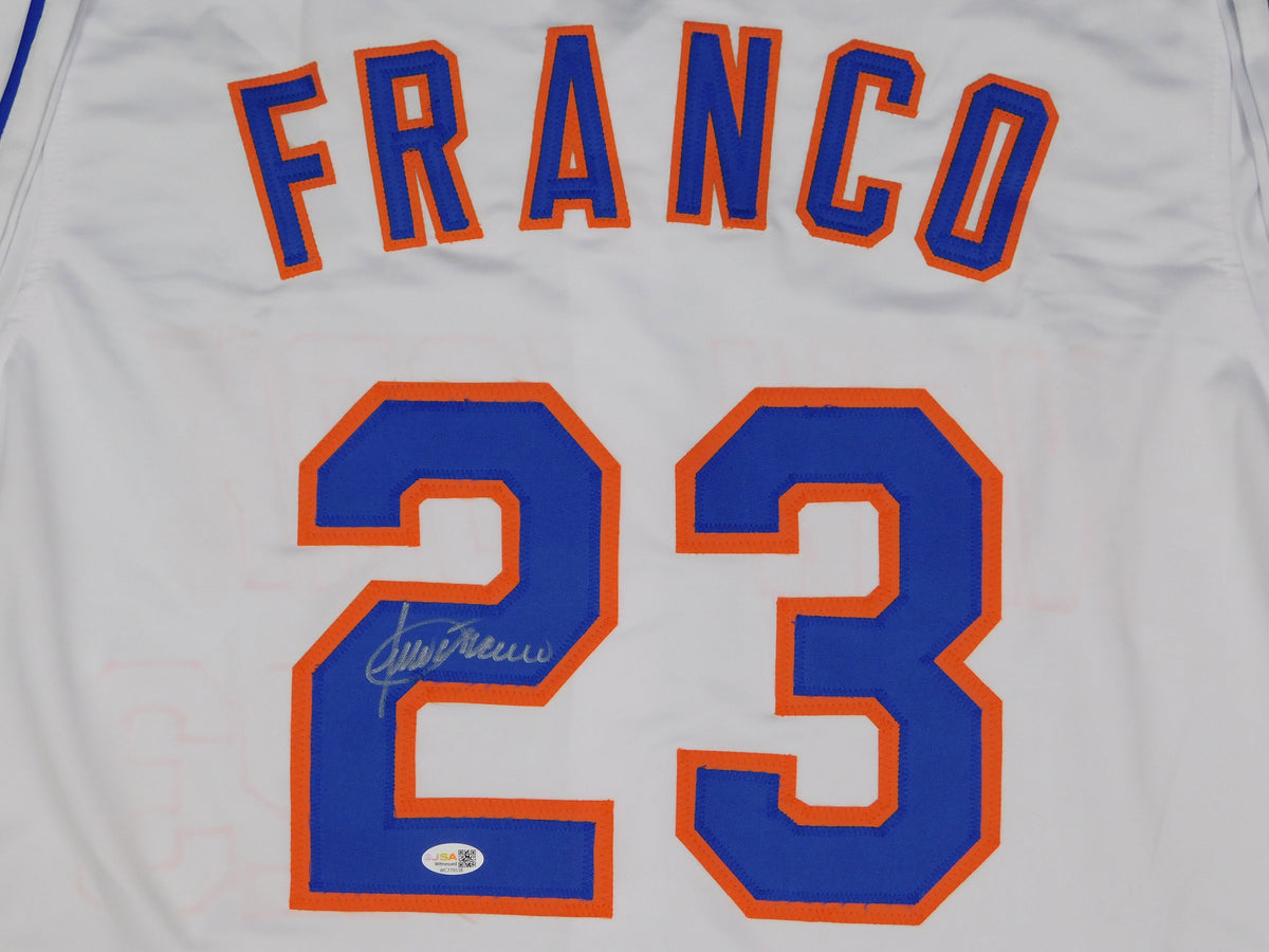 Julio Franco Signed Autographed New York Mets White Baseball Jersey JSA COA