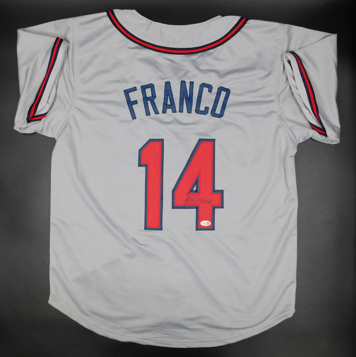 Julio Franco Signed Autographed Atlanta Braves Baseball Jersey JSA COA