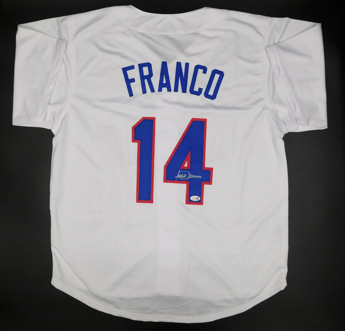 Julio Franco Signed Autographed Texas Rangers Baseball Jersey JSA COA