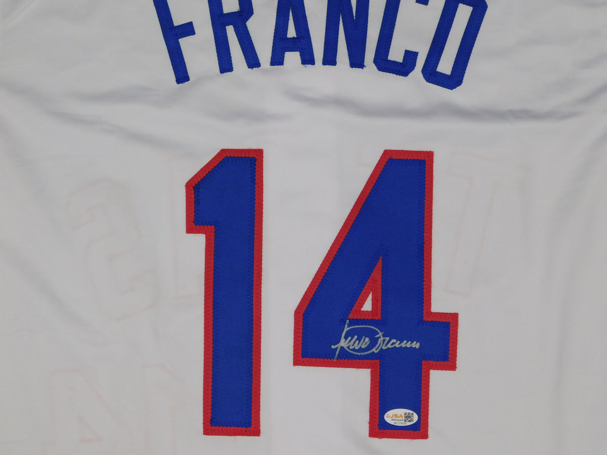 Julio Franco Signed Autographed Texas Rangers Baseball Jersey JSA COA