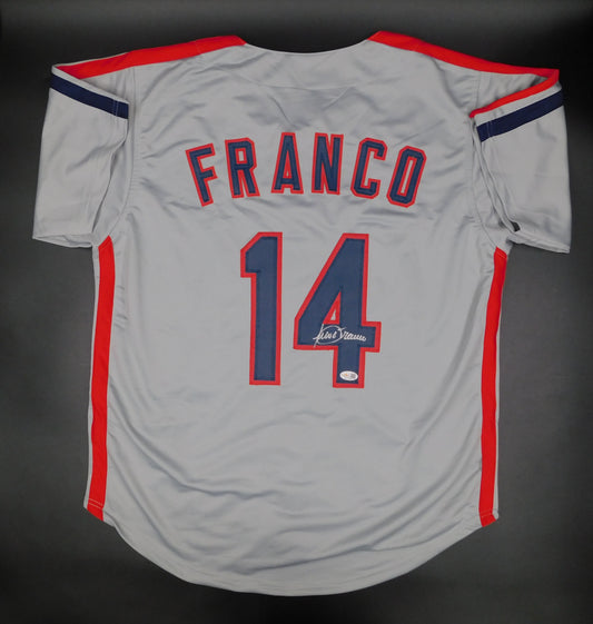 Julio Franco Signed Autographed Cleveland Indians Baseball Jersey JSA COA