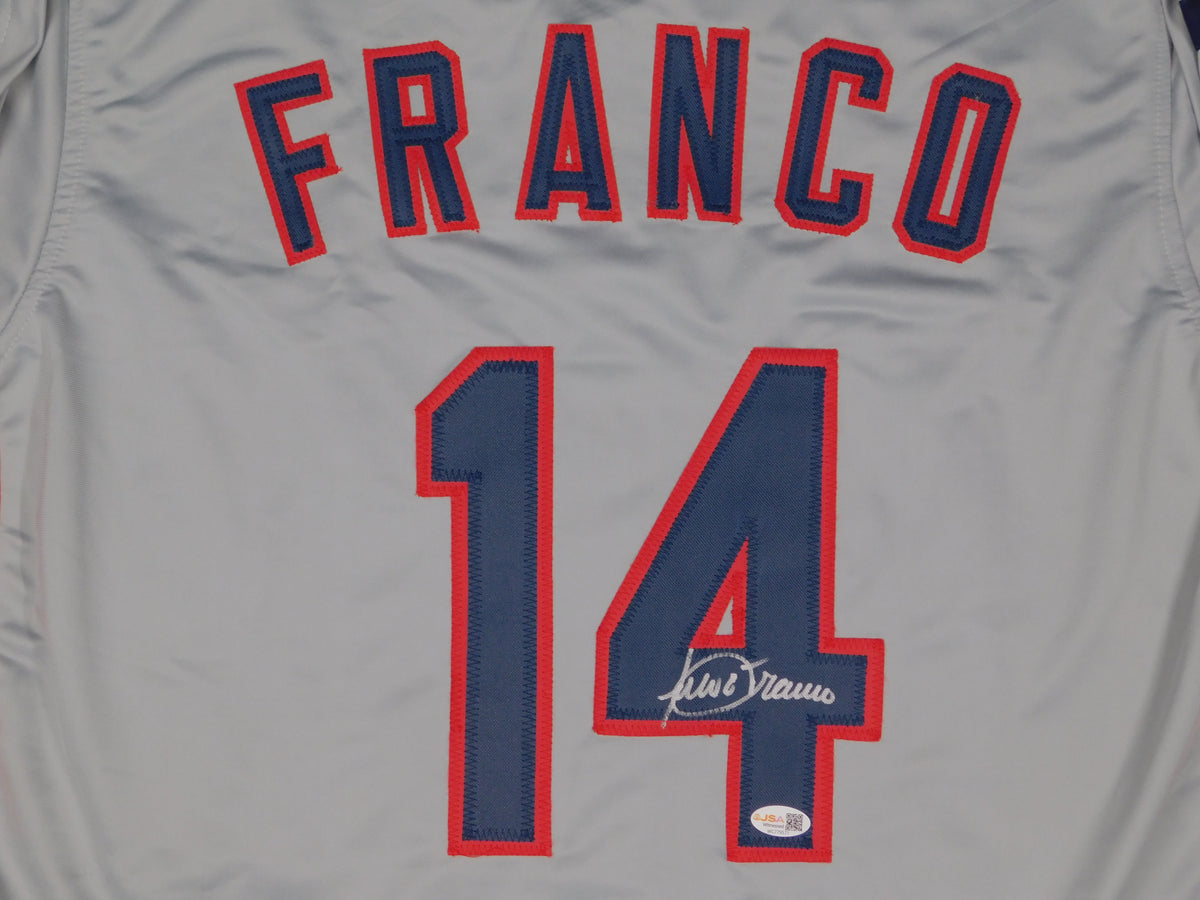 Julio Franco Signed Autographed Cleveland Indians Baseball Jersey JSA COA