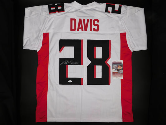 Mike Davis Signed Autographed Atlanta Falcons White Football Jersey JSA COA