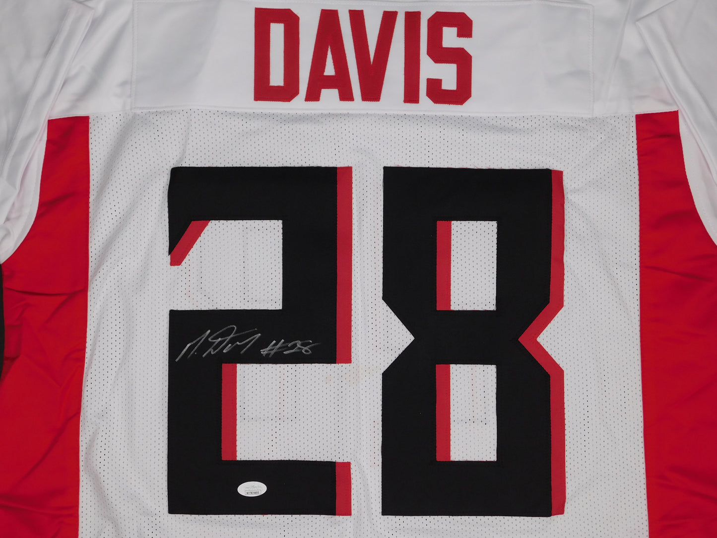 Mike Davis Signed Autographed Atlanta Falcons White Football Jersey JSA COA