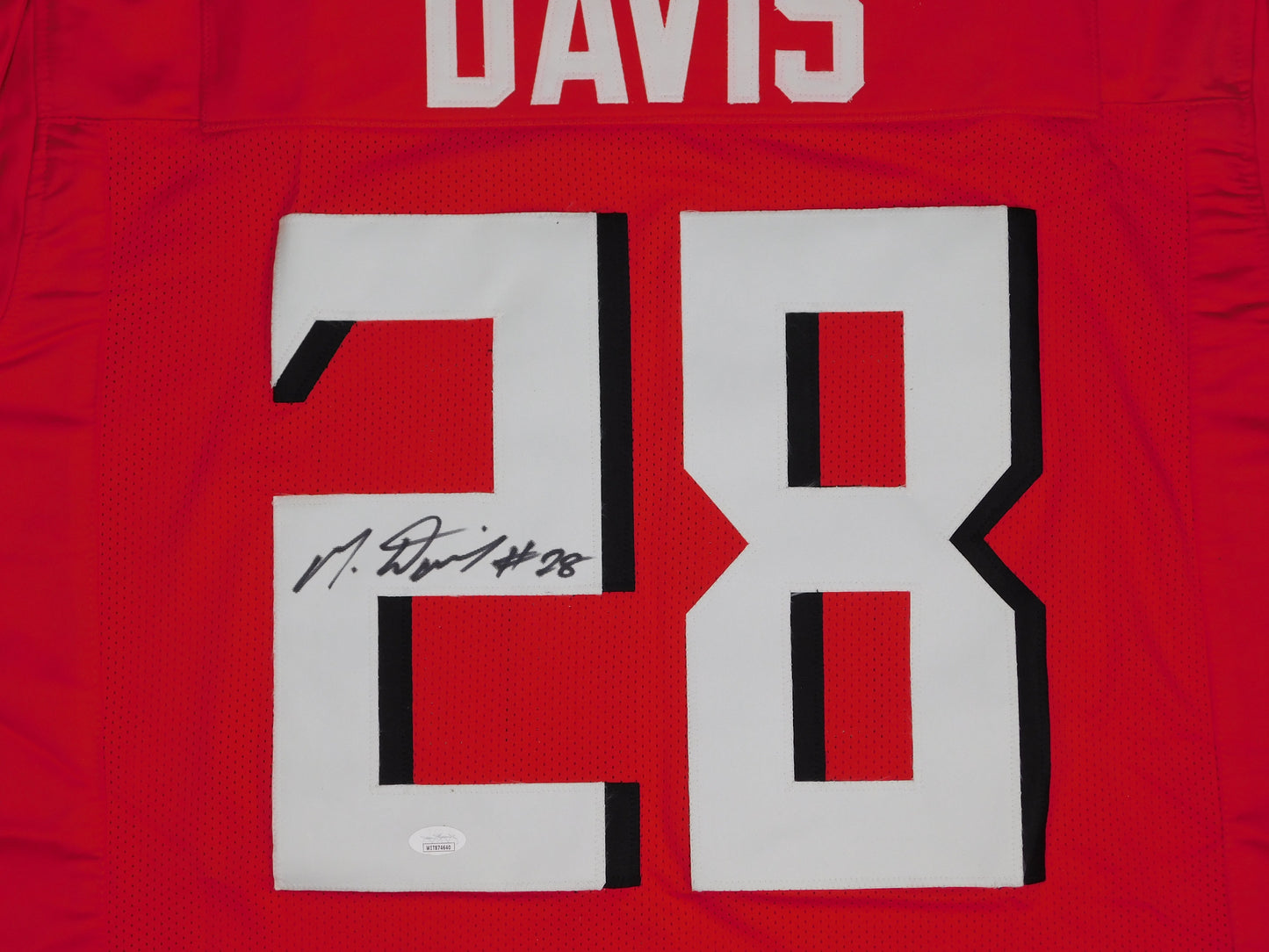 Mike Davis Signed Autographed Atlanta Falcons Red Football Jersey JSA COA