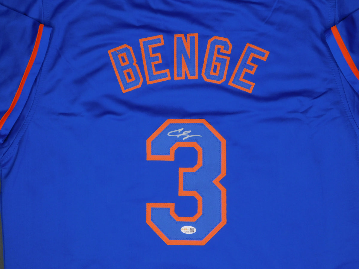 Carson Benge Signed Autographed New York Mets Blue Baseball Jersey JSA COA