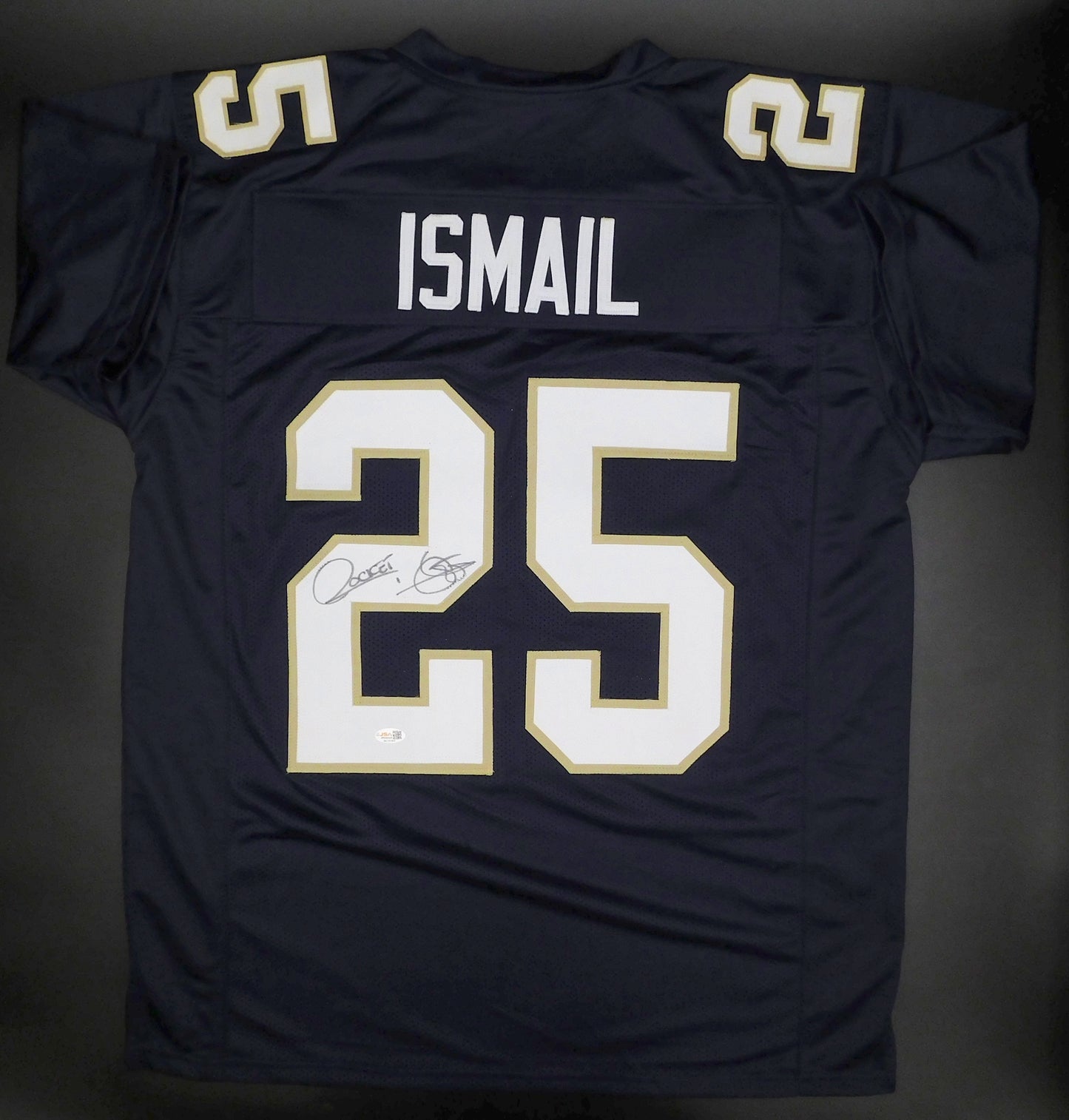 Raghib Rocket Ismail Signed Autographed Notre Dame Blue Football Jersey CFHOF JSA COA
