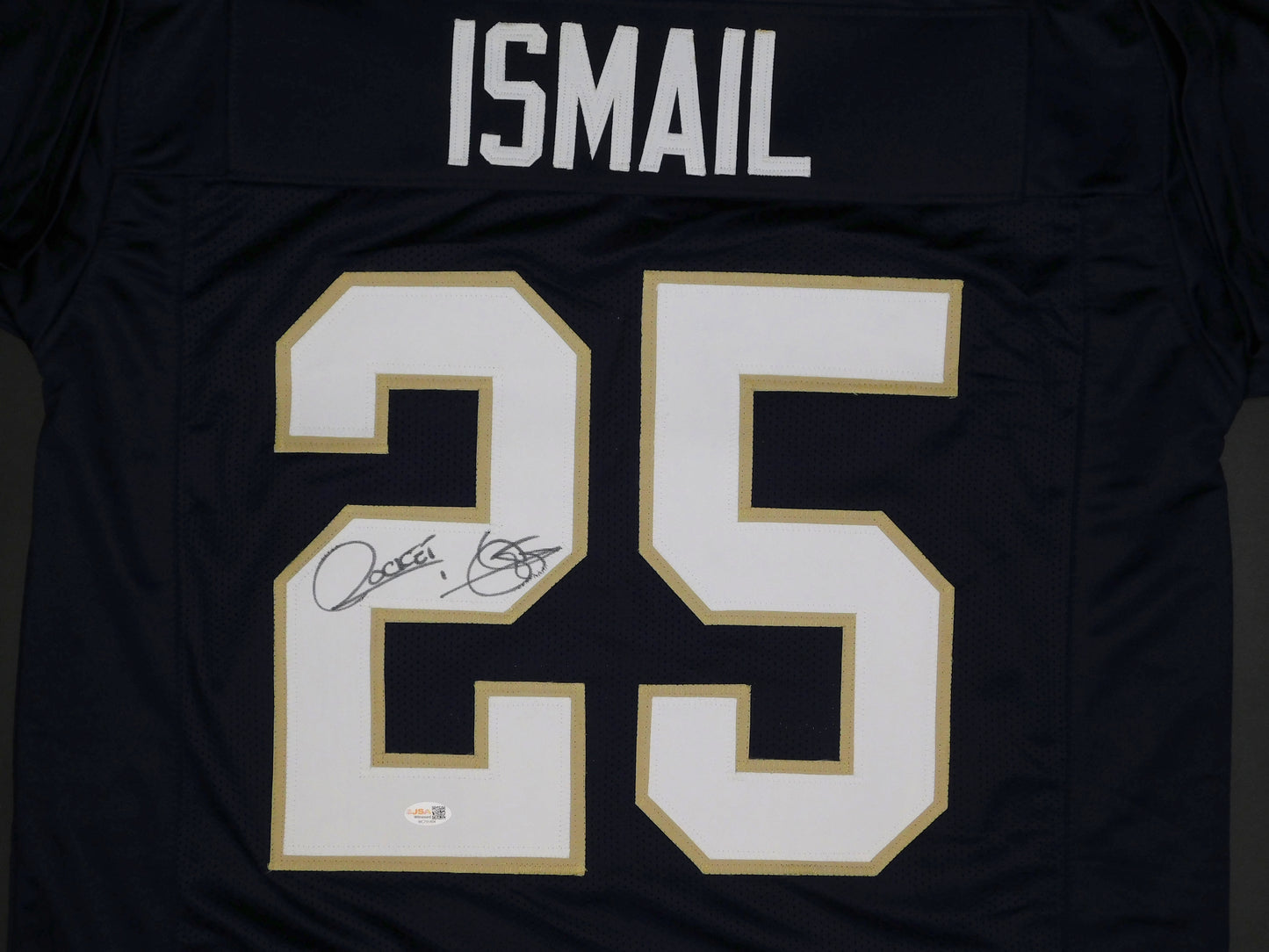 Raghib Rocket Ismail Signed Autographed Notre Dame Blue Football Jersey CFHOF JSA COA