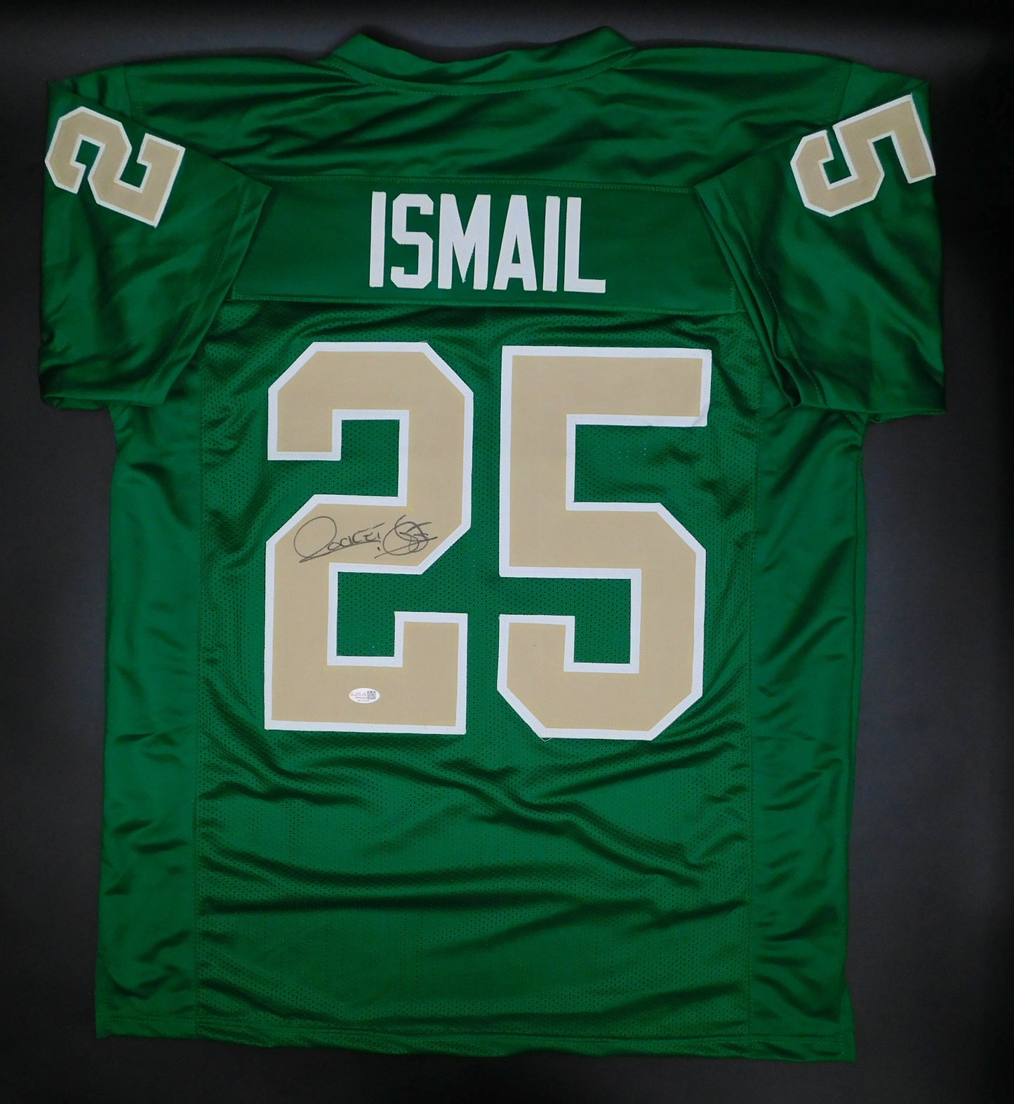 Raghib Rocket Ismail Signed Autographed Notre Dame Green Football Jersey CFHOF JSA COA